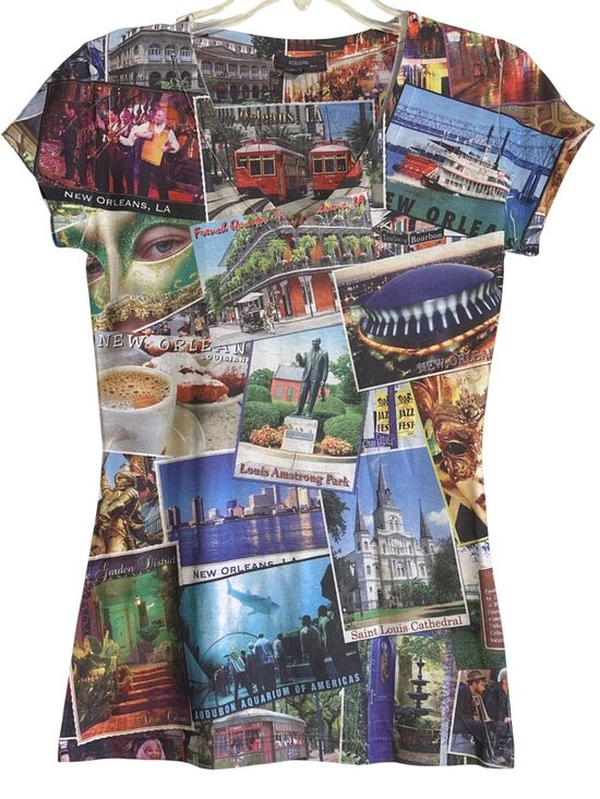 Colors Tops - New Orleans Postcard Print T-Shirt Women’s Medium By Colors